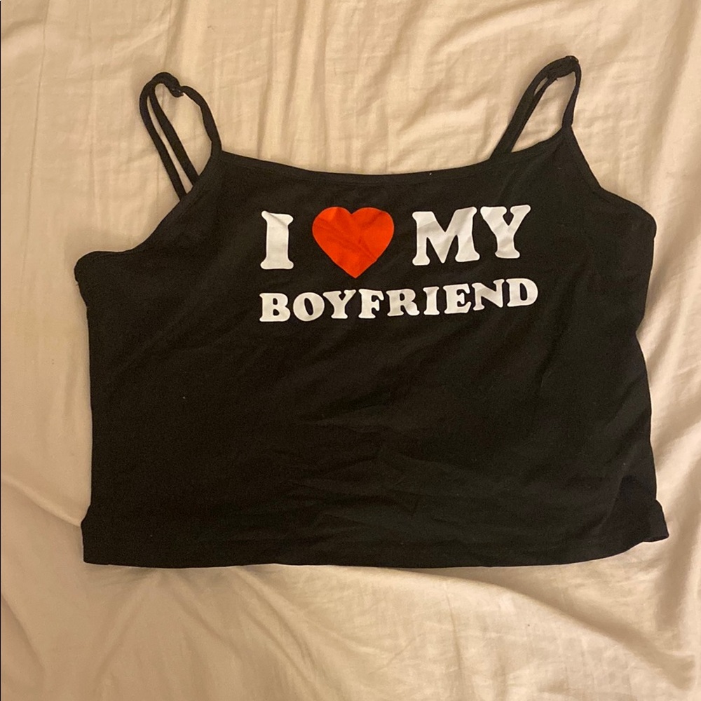 Black Crop Top with Heart Graphic